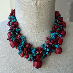 Turquoise and Coral Necklace